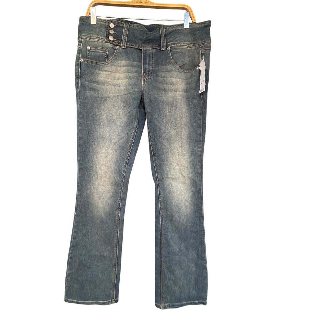 BDG Women Jeans Size 32 Triple Button Blue Mid Rise Bootcut Indigo Rinse Western